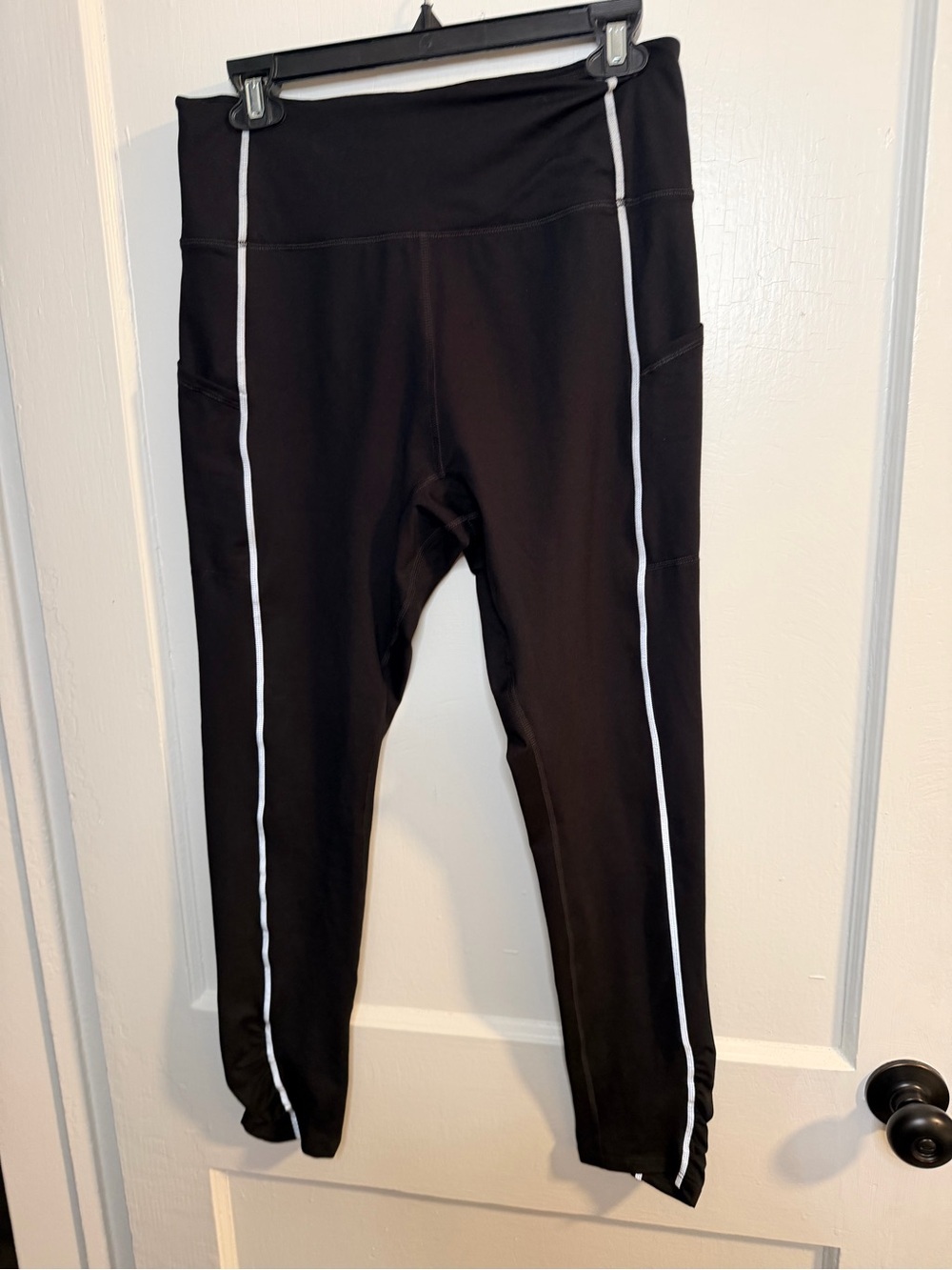 Free People Black High-Rise Leggings with White Piping - Picture 3 of 10